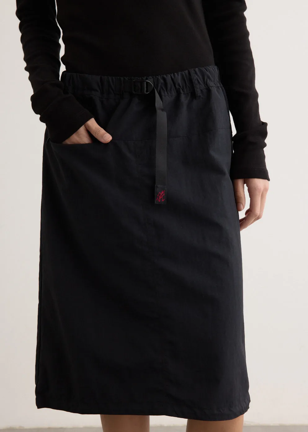 Nylon Packable Midi Skirt