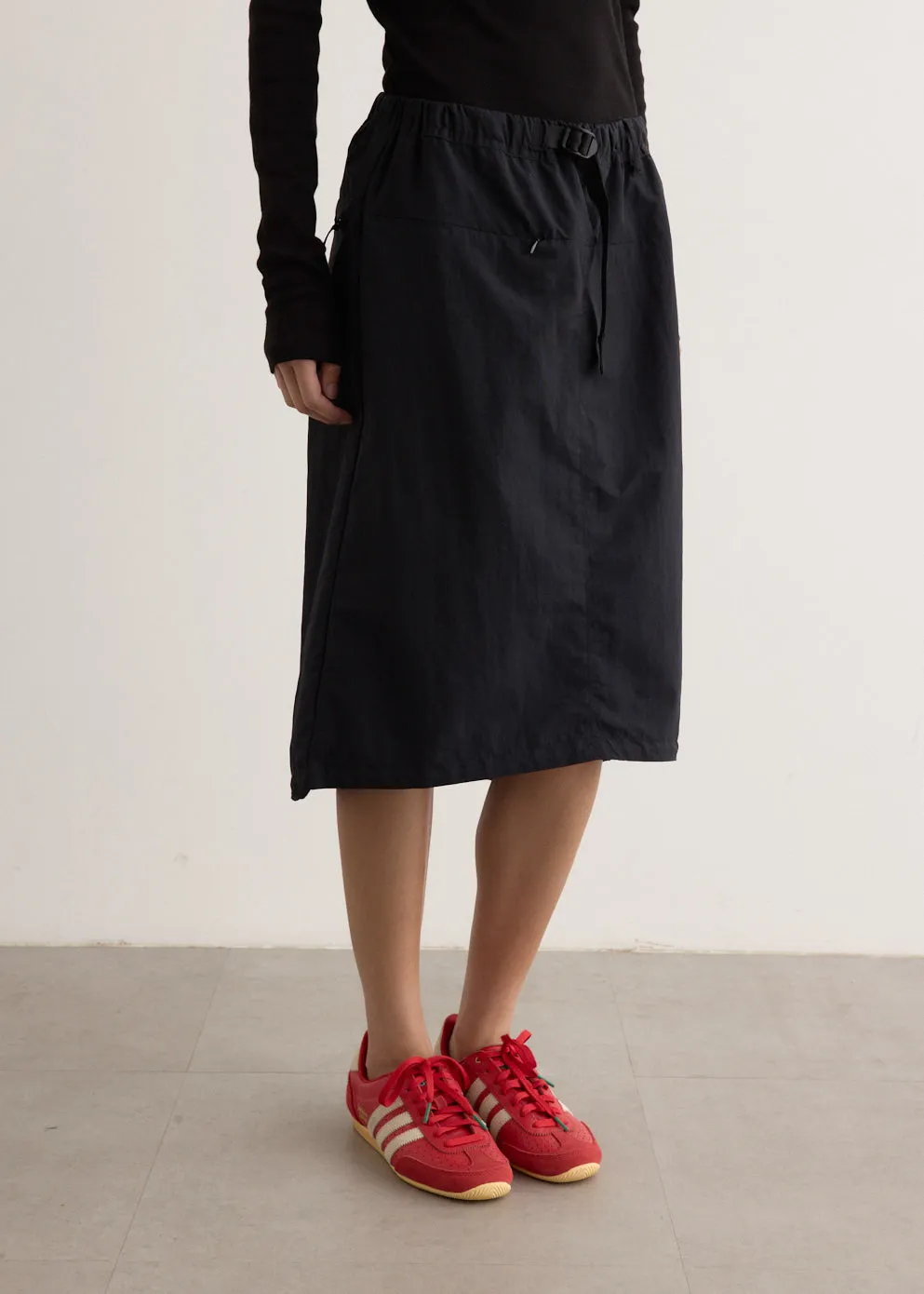 Nylon Packable Midi Skirt