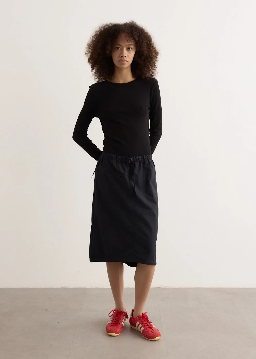 Nylon Packable Midi Skirt