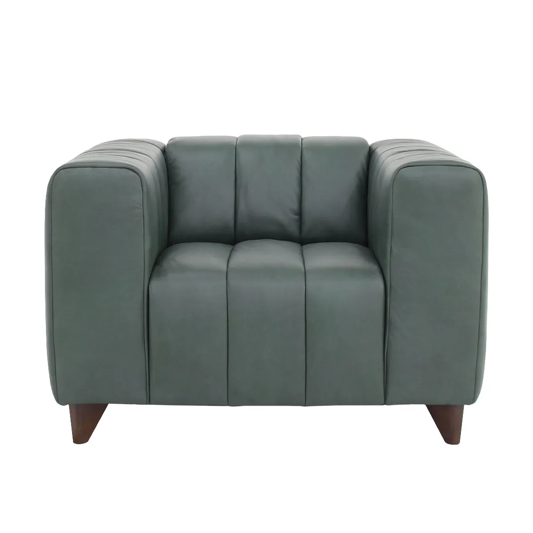 Octavia Top Grain Leather Arm Chair - Green