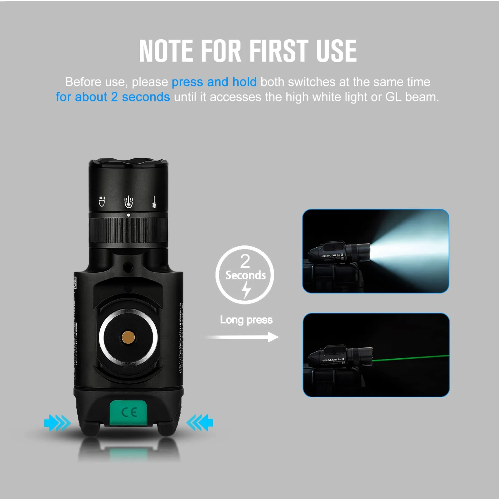 OLIGHT Baldr Pro R 1350 Lumens Magnetic USB Rechargeable Tactical Flashlight with Green Beam and White LED Combo, Rail Mount Weaponlight Compatible with 1913 or GL Rail, Built-in Battery