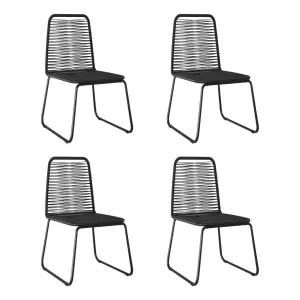 Patio Chairs Outdoor Patio Dining Chair with Backrest Poly Rattan Black