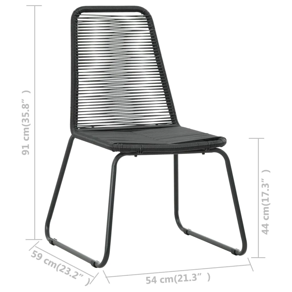 Patio Chairs Outdoor Patio Dining Chair with Backrest Poly Rattan Black