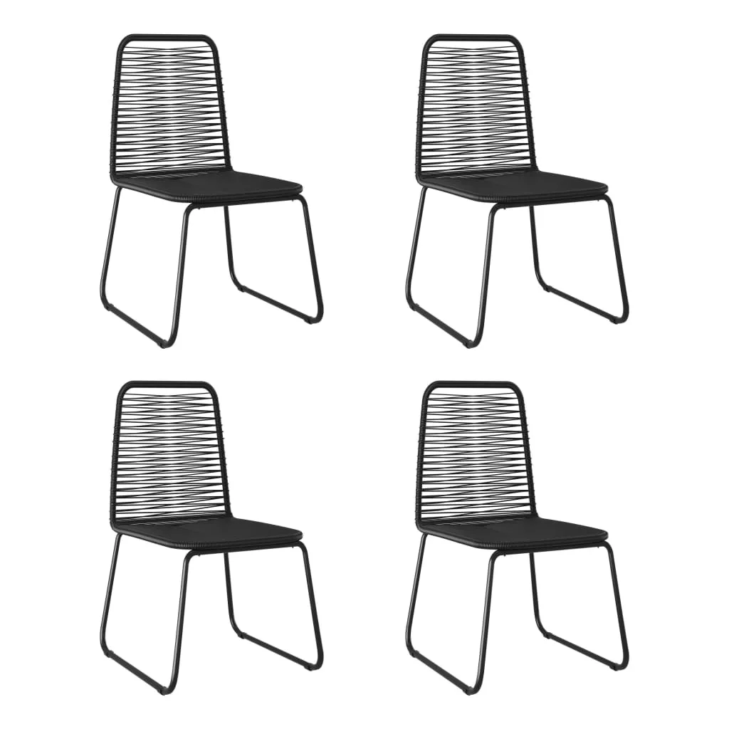 Patio Chairs Outdoor Patio Dining Chair with Backrest Poly Rattan Black