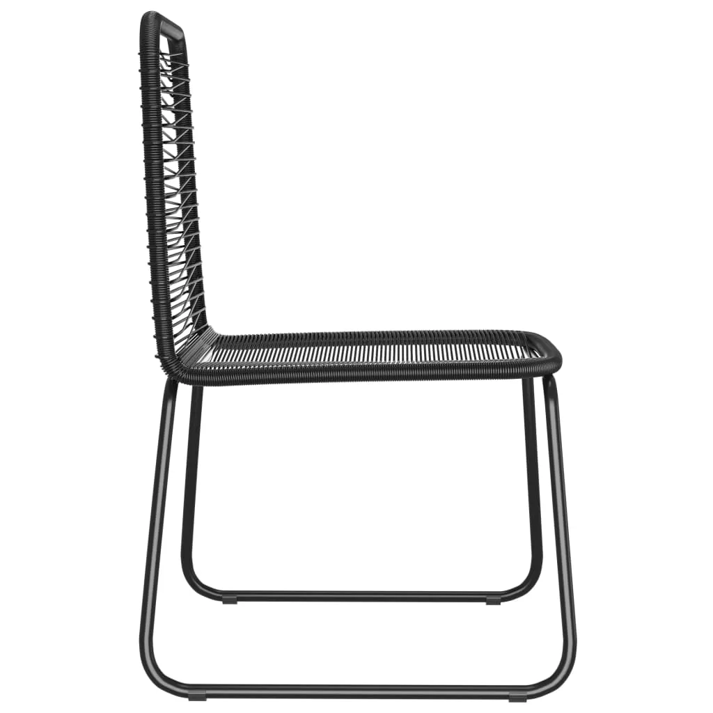 Patio Chairs Outdoor Patio Dining Chair with Backrest Poly Rattan Black