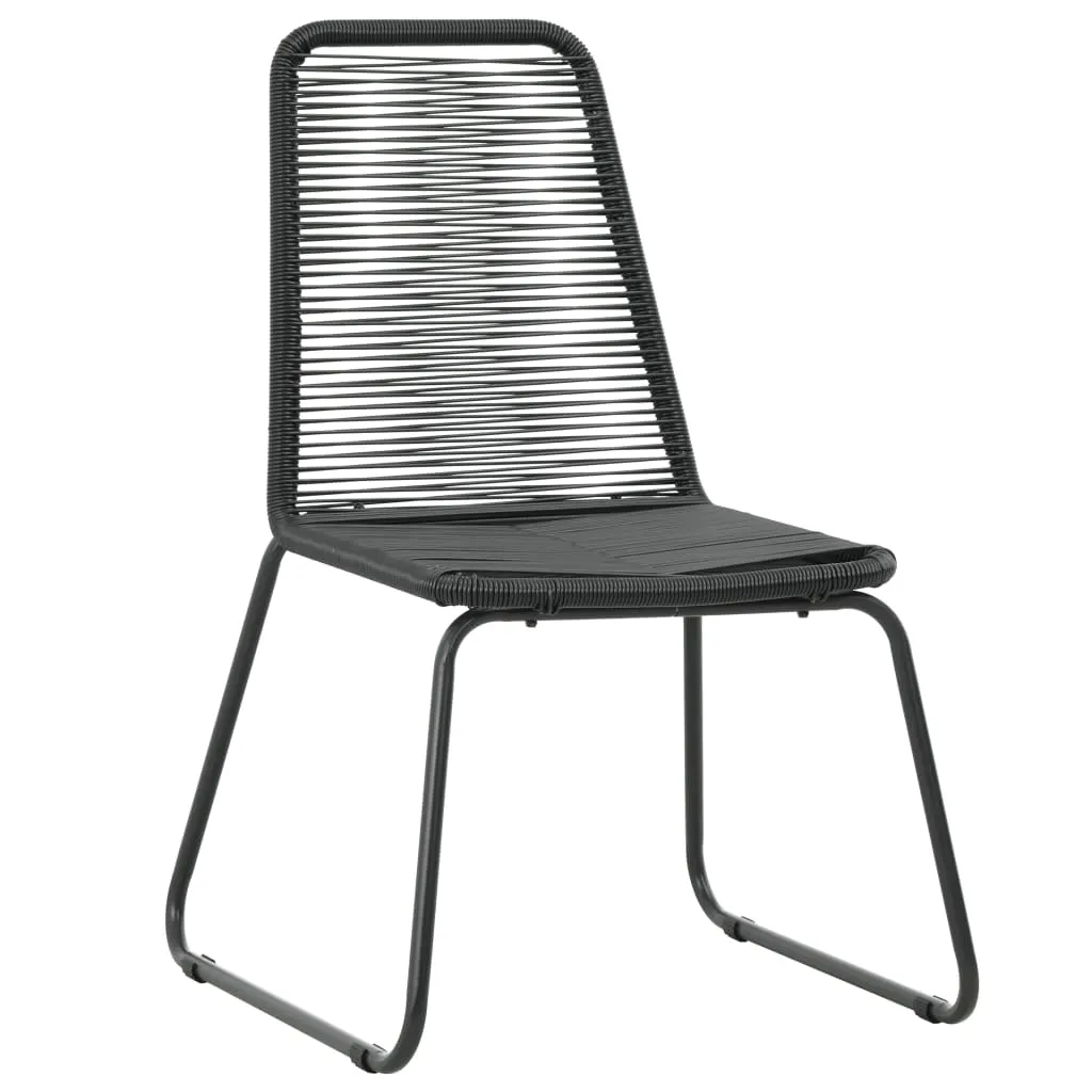 Patio Chairs Outdoor Patio Dining Chair with Backrest Poly Rattan Black