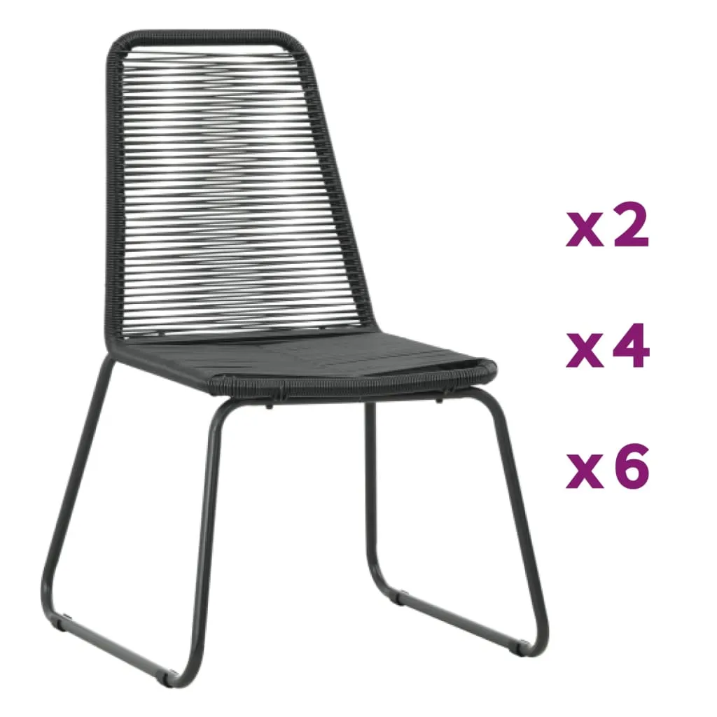 Patio Chairs Outdoor Patio Dining Chair with Backrest Poly Rattan Black