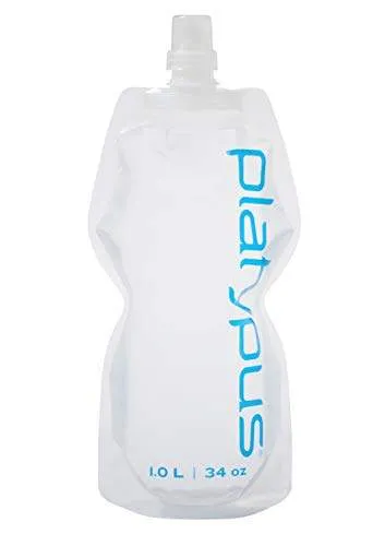 Platypus SoftBottle Flexible Water Bottle with Push-Pull Cap, Platy Logo, 1.0-Liter