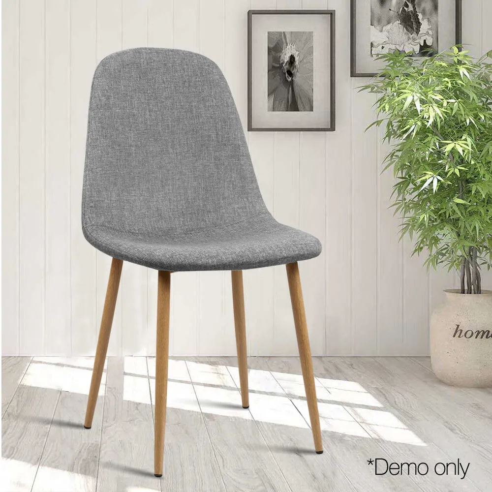 Randy Set of 4 Dining Chairs Linen Curved Slope - Grey