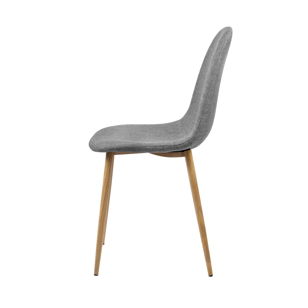 Randy Set of 4 Dining Chairs Linen Curved Slope - Grey