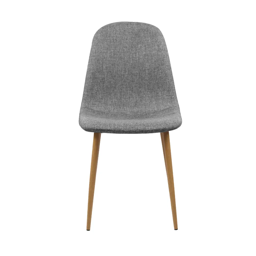 Randy Set of 4 Dining Chairs Linen Curved Slope - Grey