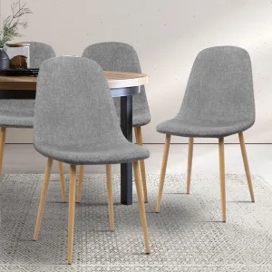 Randy Set of 4 Dining Chairs Linen Curved Slope - Grey
