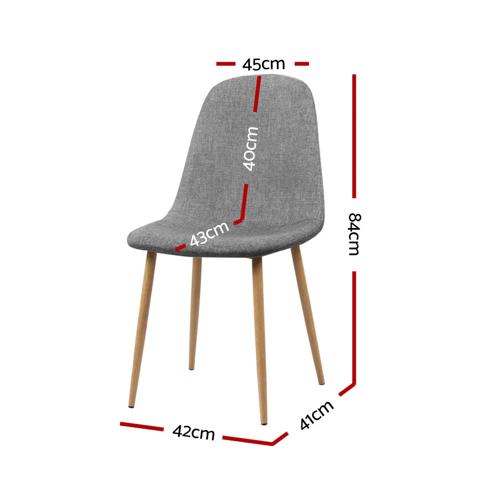 Randy Set of 4 Dining Chairs Linen Curved Slope - Grey