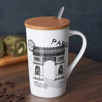 SATYAM KRAFT Ceramic Coffee Mug With Lid - 1 Piece, Random