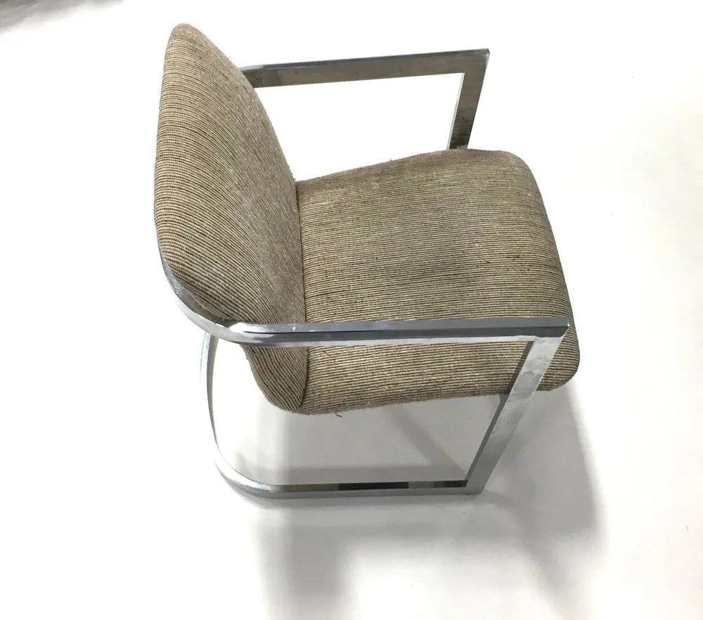 Set of 2 chrome and fabric cantilevered dining chairs