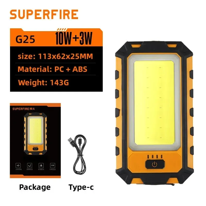SuperFire G25 COB Work Lights Led lantern portable rechargeable lamps 3000mah Magnet Camping For Repairing Emergency Flashlights