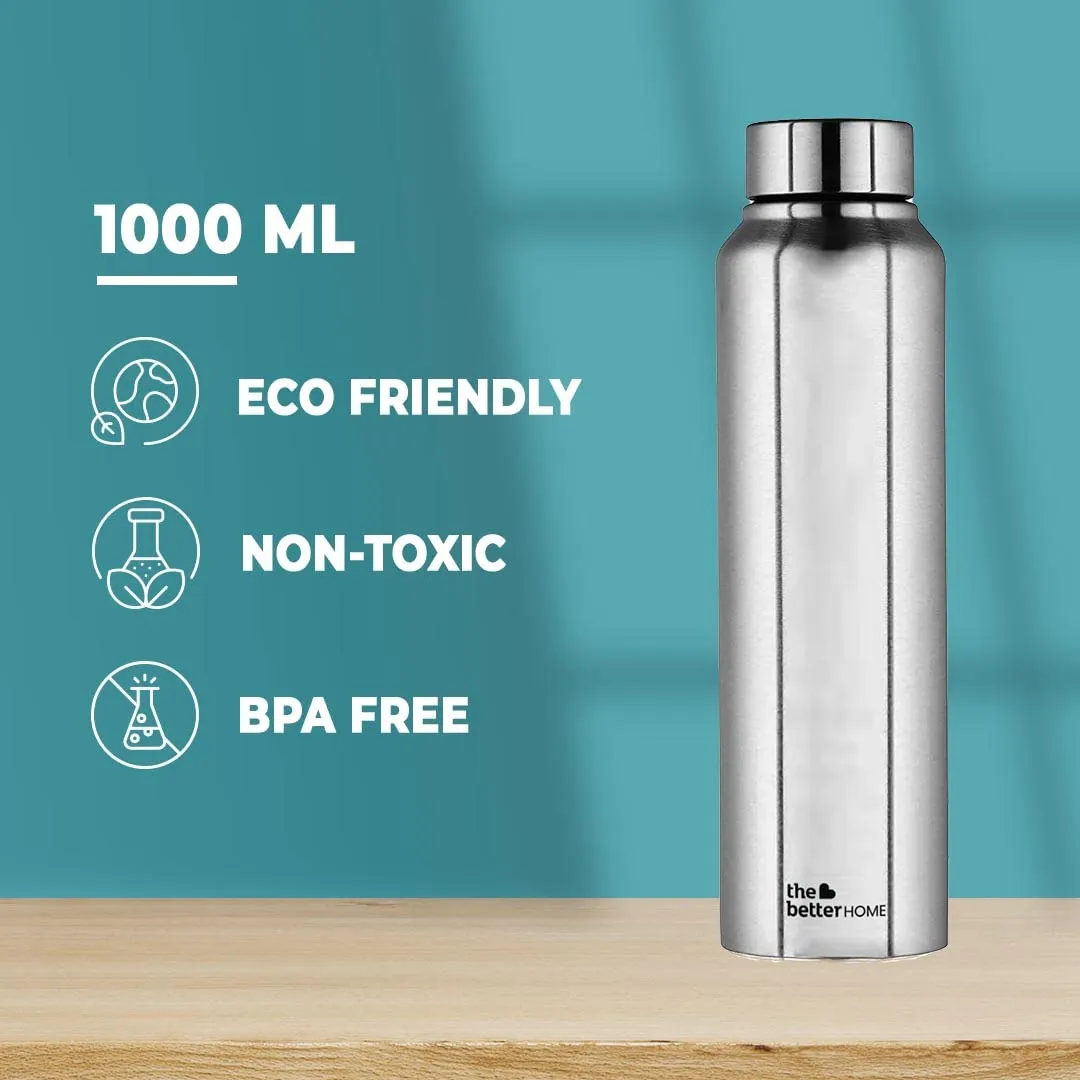 The Better Home 1000 Stainless Steel Water Bottle 1 Litre - Silver (Pack of 50) | Rust-Proof, Lightweight, Leak-Proof & Durable | Eco-Friendly, Non-Toxic & BPA Free Water Bottles 1  Litre