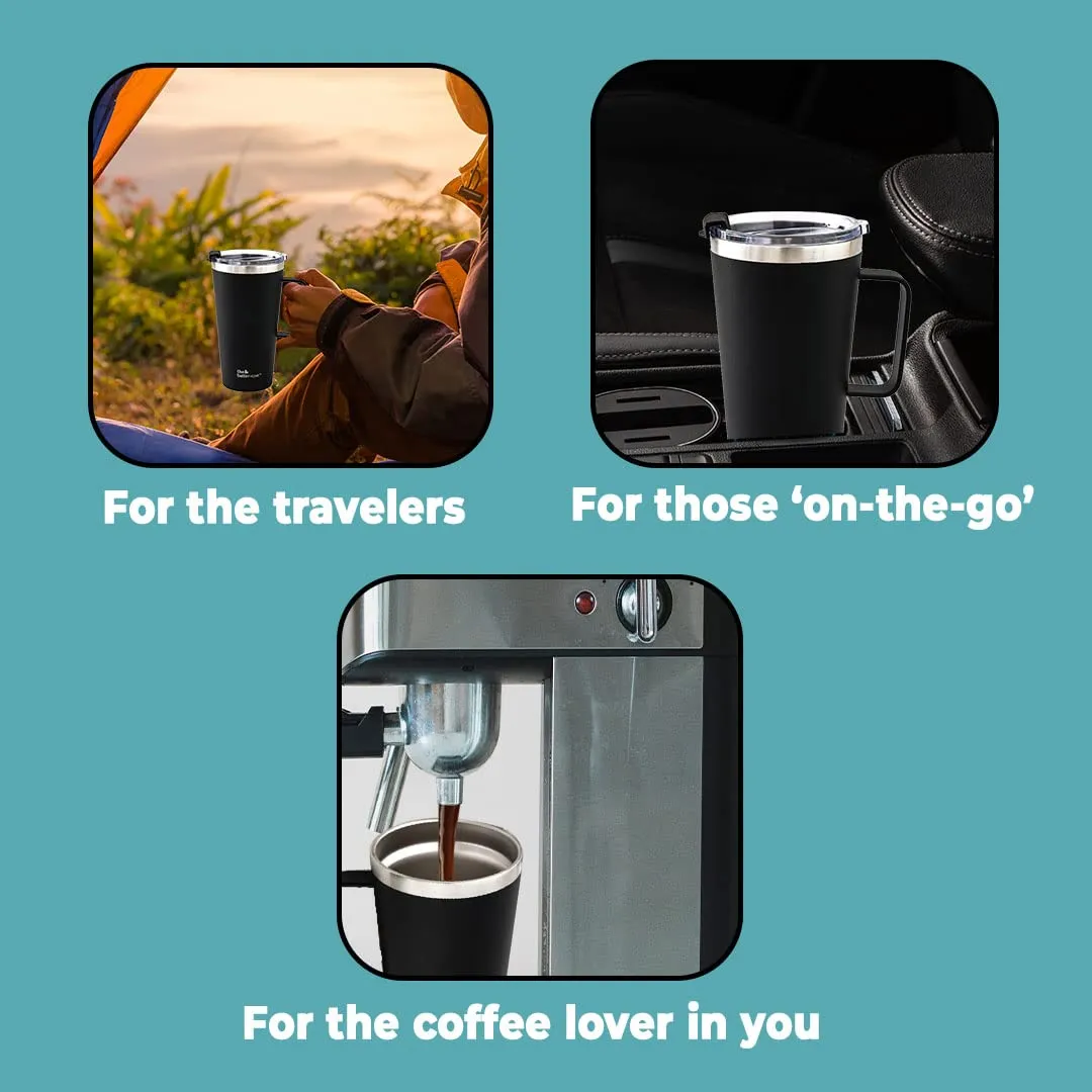 The Better Home Pack of 3 Insulated Coffee Tumbler with straw, Coffee Mug & Stainless-Steel Bottle | Double-Walled 304 Steel | Leakproof | Ideal for Travel Home Office | 6 hrs Hot & Cold | Black