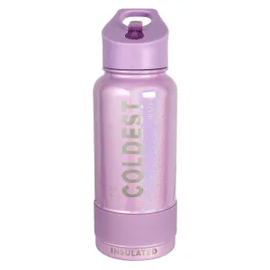 The Coldest Sports Water Bottle 32oz Straw Lid Stainless Steel Purple Glitter
