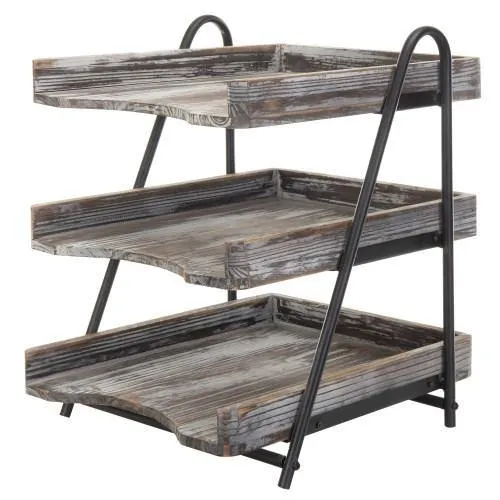 Torched Wood Desktop File & Document Tray