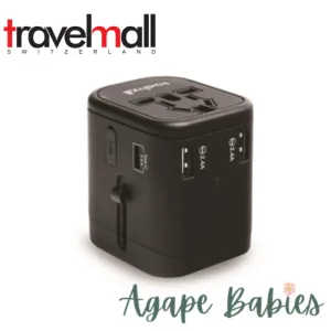 Travelmall 4 USB Travel Adaptor with 1 Type C   3 USB-A and Luxury Storage pouch