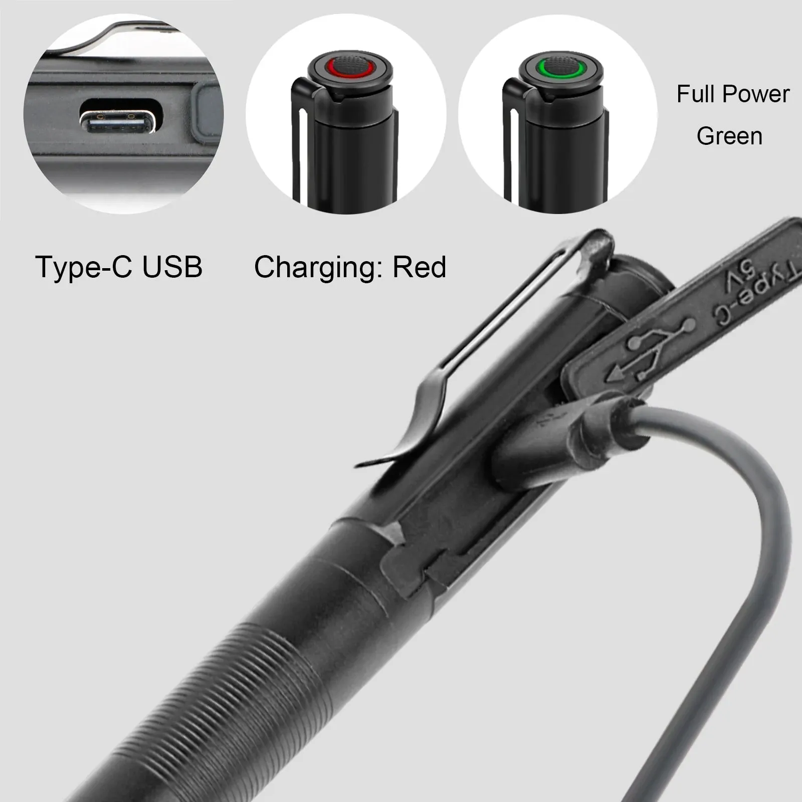 USB Rechargeable Mini Flashlights Clip Pocket Medical Penlight Waterproof Zoomable LED Torch Light