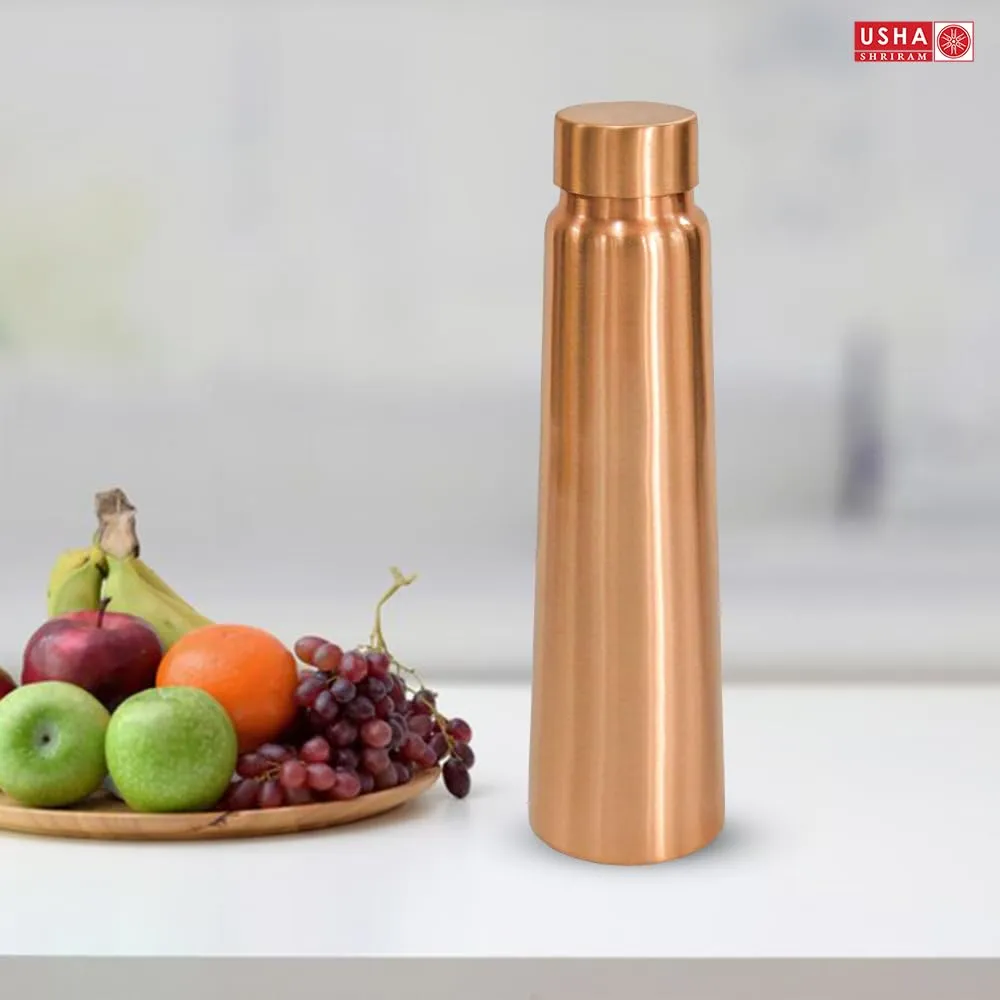 USHA SHRIRAM Pure Copper Water Bottle 1 Litre | Eco-Friendly, Biodegradable & Non-Toxic | Water Bottle for Kids & Adults | Lightweight, Leak-Proof & Rust-Free Tamba Bottle (2Pcs)
