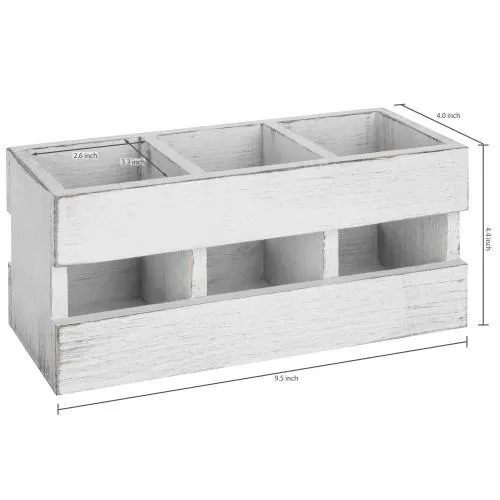 Vintage White Wood Pen & Pencil Holder