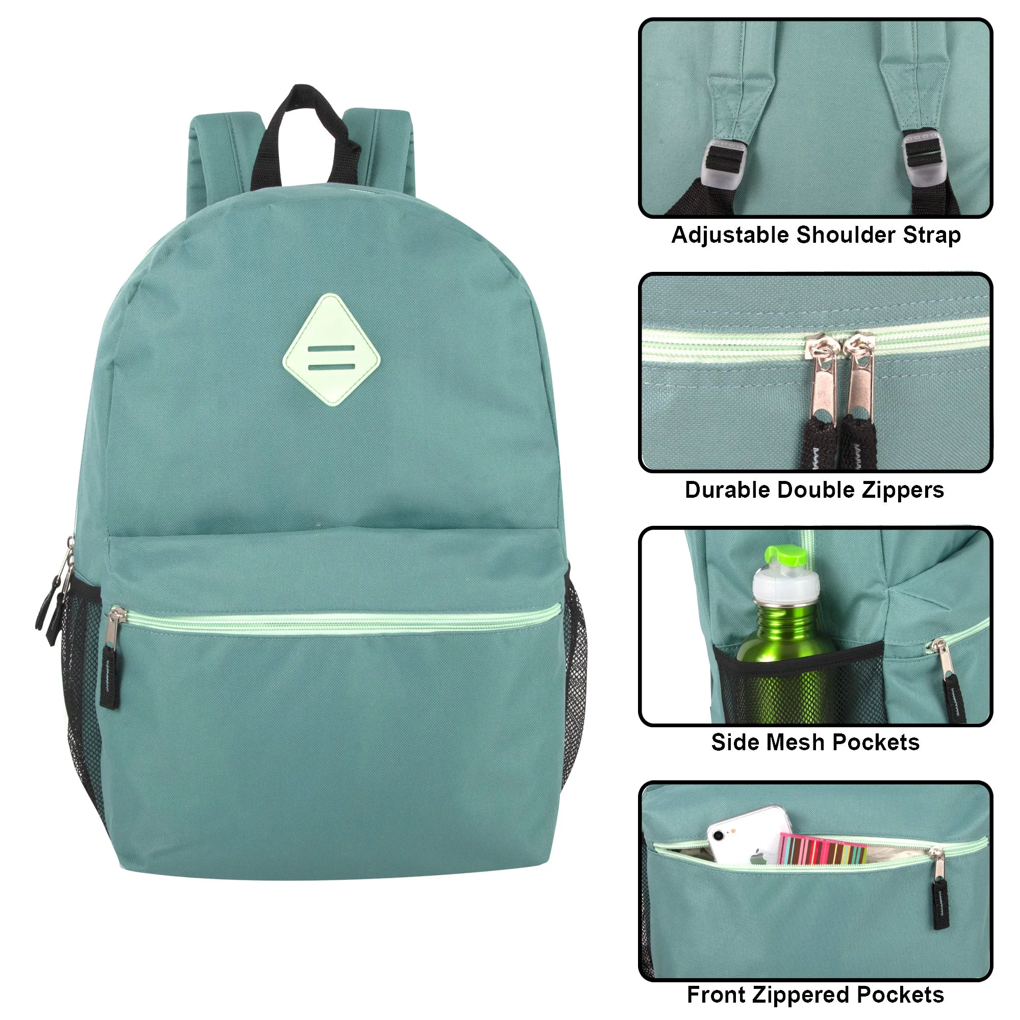 Wholesale 48cm Backpack 25L Capacity With Mesh Side Pockets - 4 Girl Colours